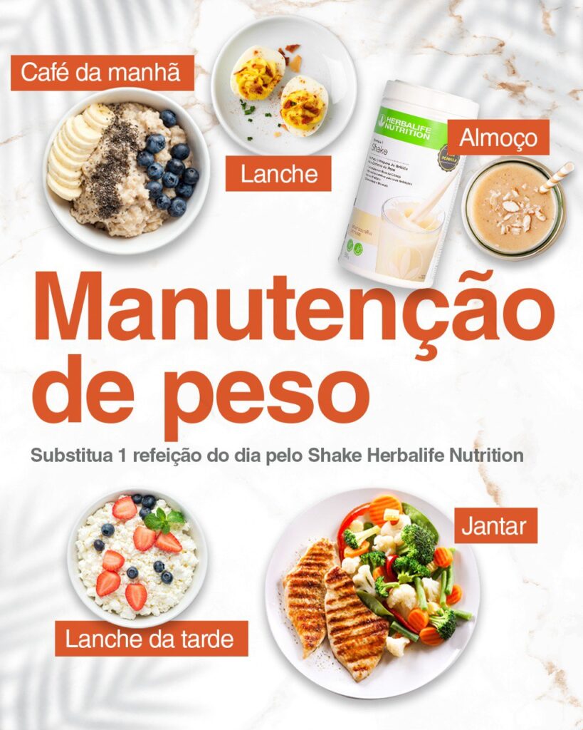 Se o Objetivo for Manter o Peso, é preciso substituir uma das principais refeições pelo Shake Herbalife Nutrition.