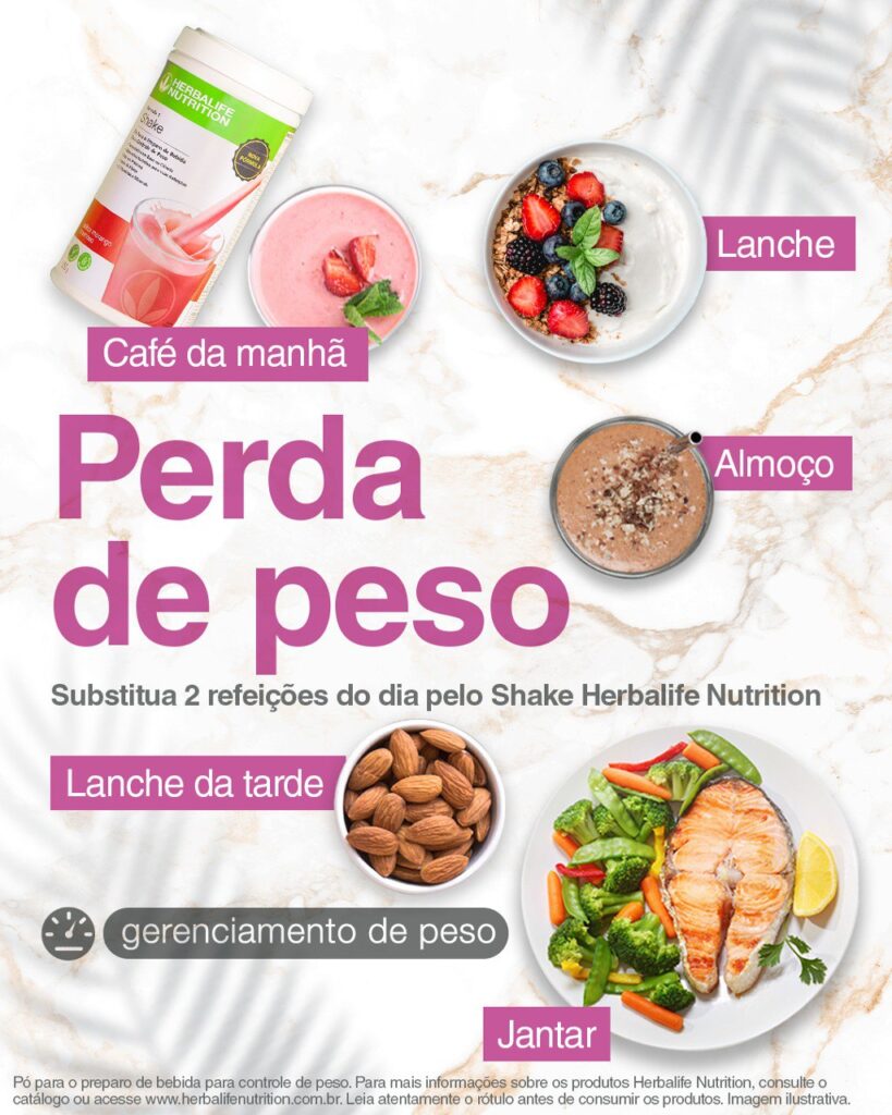 Para quem tem como Objetivo Perder Peso, precisa substituir duas das principais refeições pelo Shake Herbalife Nutrition.