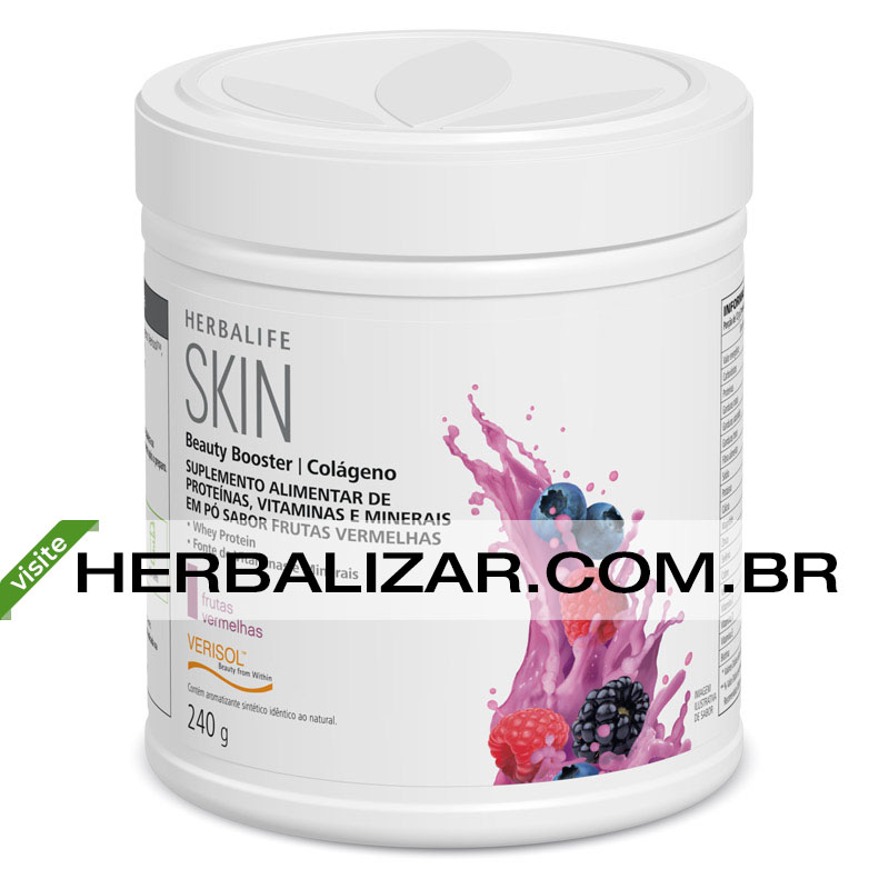 O Beauty Booster é formulado com colágeno Verisol® e Whey Protein e enriquecido com vitaminas e minerais